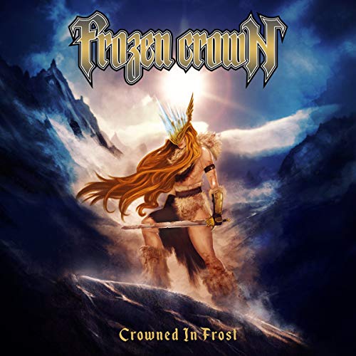 Album cover: warrior woman with sword, snowy mountains, and band logo.