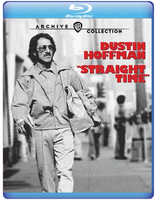 Blu-ray cover for "Straight Time" featuring Dustin Hoffman in a coat.