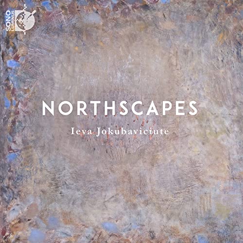 CD cover for “Northscapes” by Ieva Jokubaviciute, abstract painted texture.