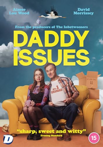 DVD cover for "Daddy Issues" featuring a man and young woman on a sofa.