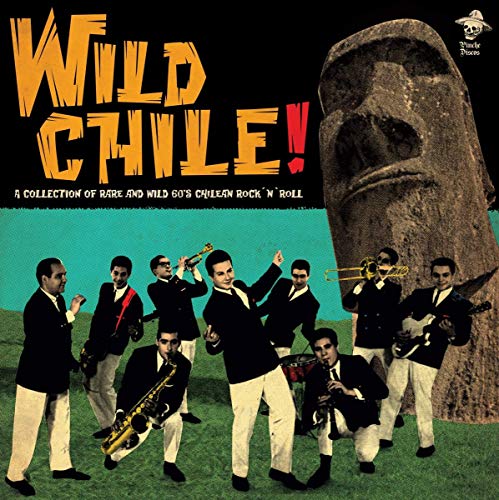 Vinyl LP cover: “Wild Chile!” featuring a band and Moai statue.