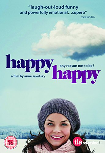 DVD cover for “Happy Happy” featuring a smiling woman in a knit cap.