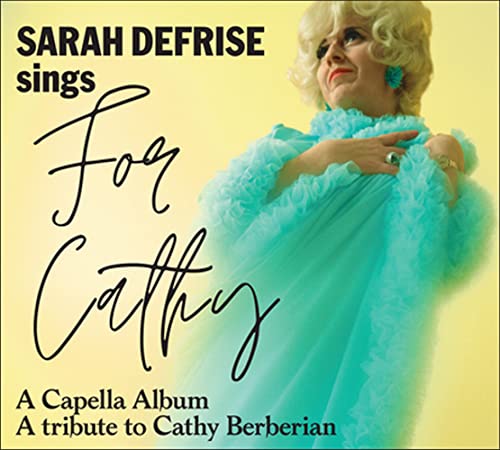 CD cover: Sarah Defrise sings for Cathy Berberian, portrait in blue.