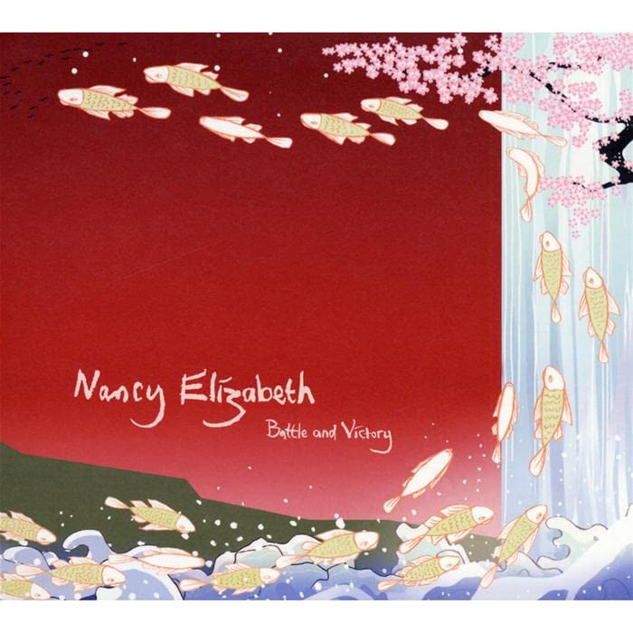 CD cover: red background with koi fish and cherry blossom branches.