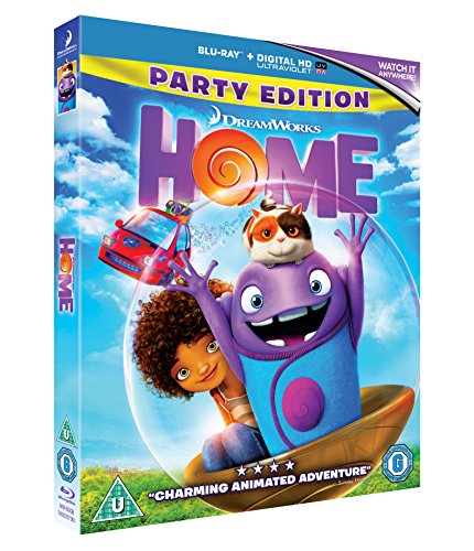 DreamWorks Home Blu-ray cover featuring a purple alien, a girl, and a cat.