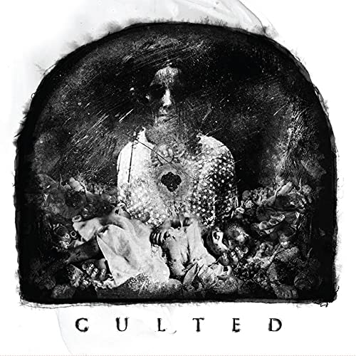 Black and white CD cover with a figure surrounded by dolls.