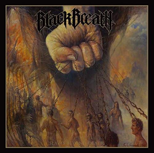 CD cover: a hand holding chains over figures in a fiery landscape.