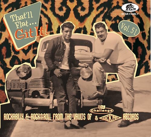 CD cover: two men leaning on a vintage car, patterned background.