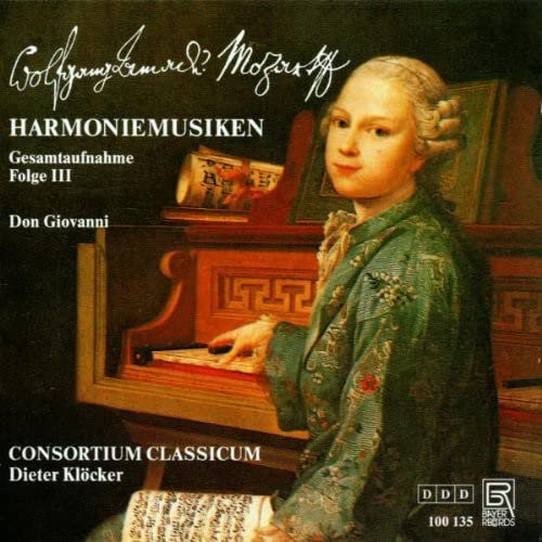 CD cover featuring a portrait of Mozart at a harpsichord.