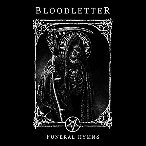 CD cover: skeletal grim reaper with scythe, ornate frame, dark aesthetic.
