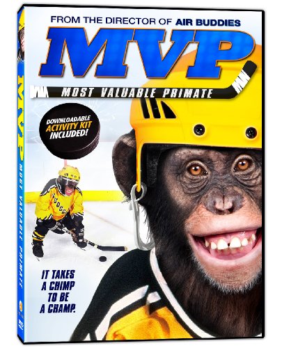 DVD cover featuring a monkey wearing a hockey helmet and jersey.