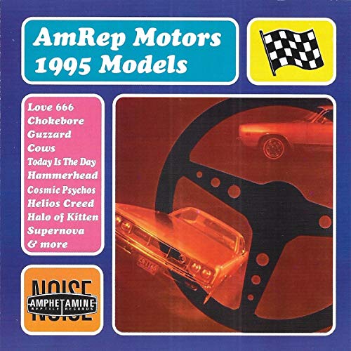 CD cover for “AmRep Motors 1995 Models” with car and checkered flag.