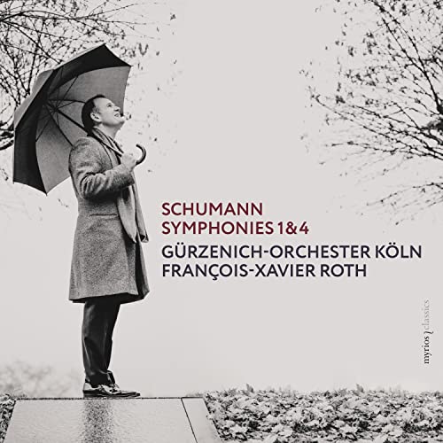CD cover: Man with umbrella, text “Schumann” and orchestra details.