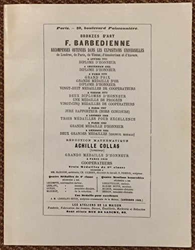 1886 Catalog of the French Bronze Foundry of F. Barbedienne of Paris