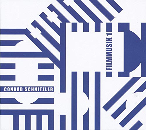 CD cover for Conrad Schnitzler’s “Filmmusik 1” with abstract blue design.