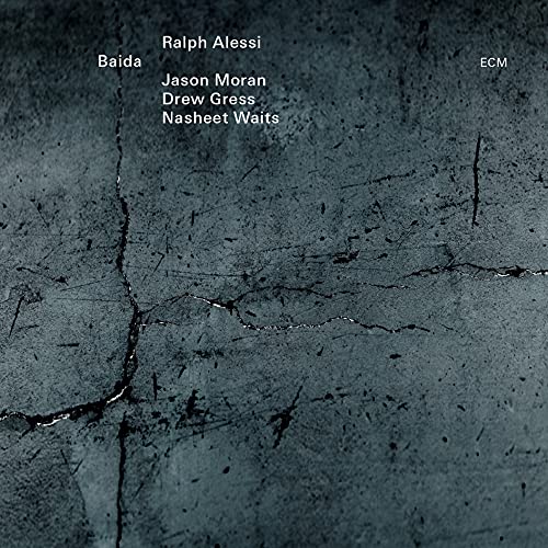 CD cover for Ralph Alessi’s “Baida” featuring cracked, dark blue texture.