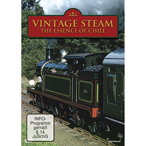 Vintage Steam DVD cover featuring a green and black steam locomotive in Chile.