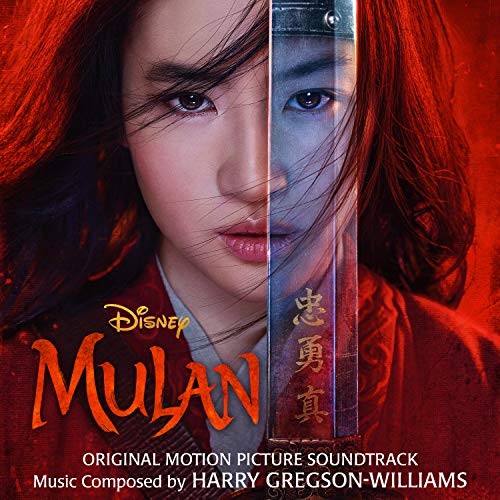 “Mulan” soundtrack CD cover featuring a split image of the film’s star.