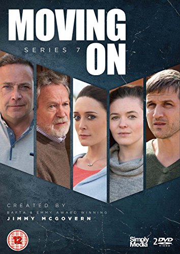 DVD cover for Moving On Series 7 featuring five actors in a split-screen layout.