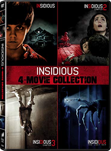 DVD cover for "Insidious" films featuring ghostly figures and frightened people.