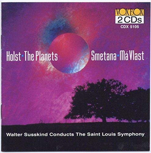 Classical music CD cover featuring orchestral works by Gustav Holst and Bedřich Smetana.