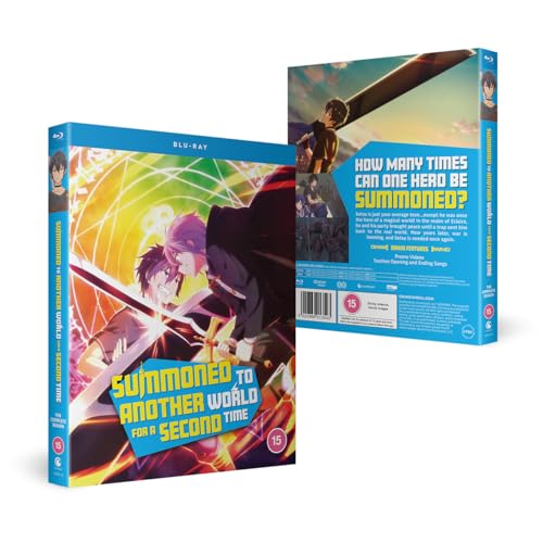 Blu-ray case for "Summoned To Another World," featuring anime characters with swords.