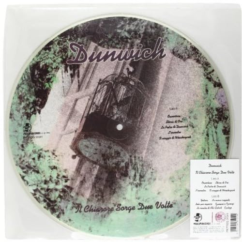 Dunwich vinyl record with a vintage birdcage image and tracklist details.