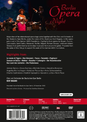 DVD cover for "Berlin Opera Night" featuring performers and orchestra details.