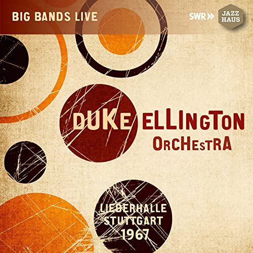 CD cover for Duke Ellington Orchestra live recording, 1967, abstract design.
