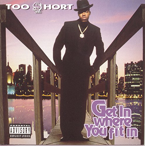 Too $hort album cover: rapper in a suit on a bridge.