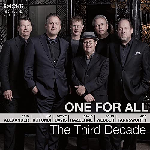 Six men in suits, album cover for “One For All - The Third Decade.”