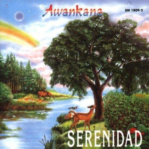 CD cover: landscape with deer, river, trees, and colorful sky.