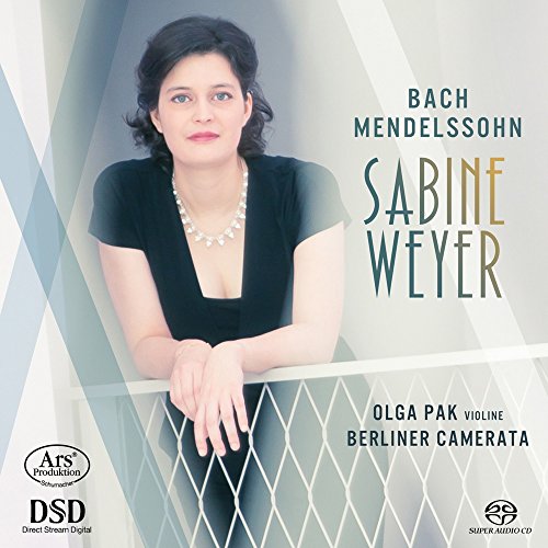 CD cover featuring pianist Sabine Weyer and text naming Bach and Mendelssohn.