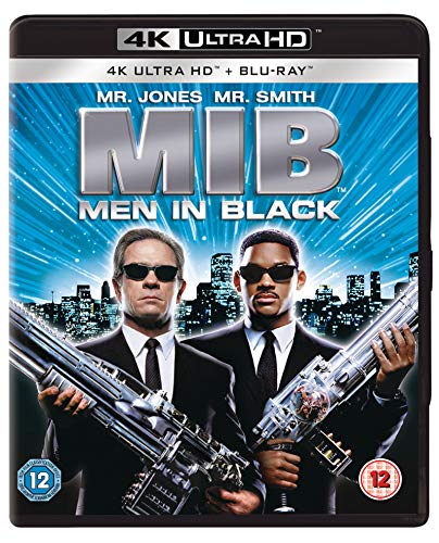 “Men In Black” Blu-ray cover with Will Smith and Tommy Lee Jones in sunglasses.