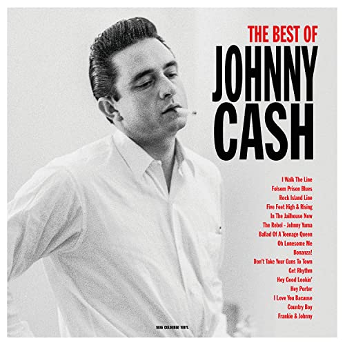 Johnny Cash album cover, "The Best Of," with a portrait and tracklist.