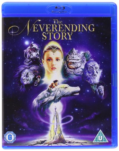 The Neverending Story" Blu-ray cover featuring characters and a wolf-like creature.