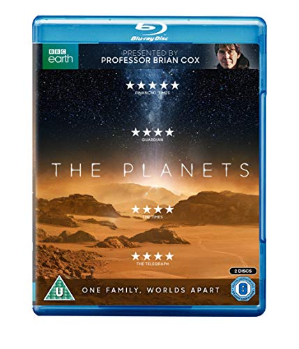 Blu-ray cover for "The Planets" documentary, featuring space and Mars imagery.