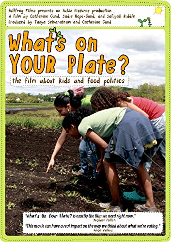 DVD cover: children gardening in a field, text reads "What's On Your Plate?".