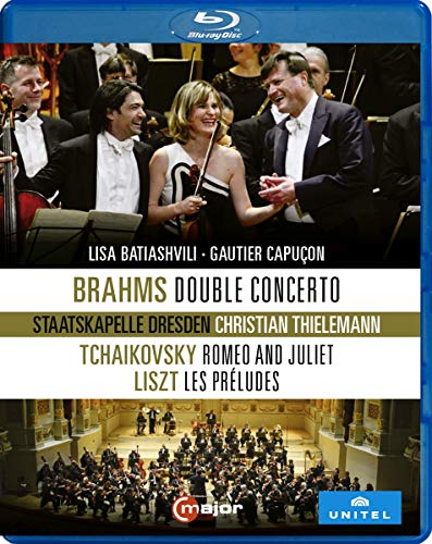 Blu-ray cover for Brahms: Double Concerto featuring musicians and orchestra.