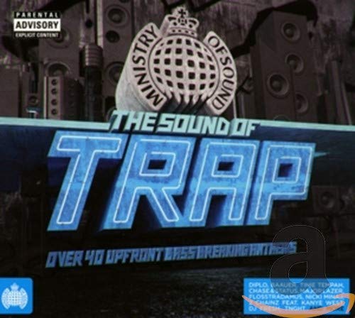CD cover for “The Sound of Trap” with neon blue lettering.