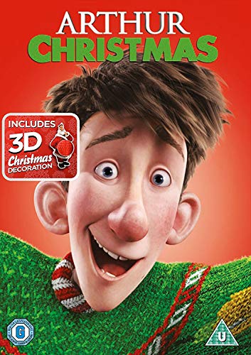 Arthur Christmas" DVD cover featuring a close-up of a smiling animated boy.