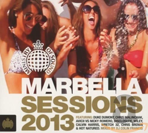 CD cover for “Ministry Of Sound - Marbella Sessions 2013” with people.
