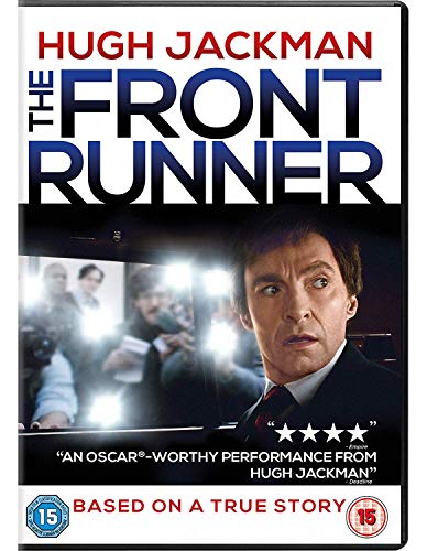DVD cover for "The Front Runner" starring Hugh Jackman, with paparazzi.
