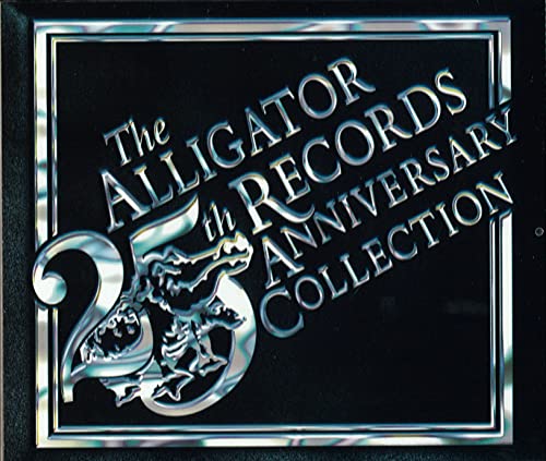Black CD case with silver lettering for "Alligator Records 25th Anniversary.