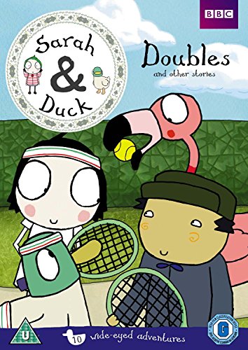 Sarah and Duck DVD cover featuring Sarah, Duck, and friends playing tennis outdoors.