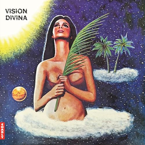 Album cover: woman with palm frond, celestial background, and clouds.