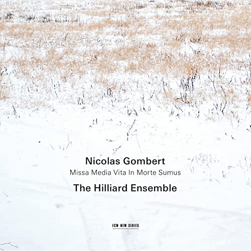 CD cover with snowy branches and text: Gombert, Hilliard Ensemble.