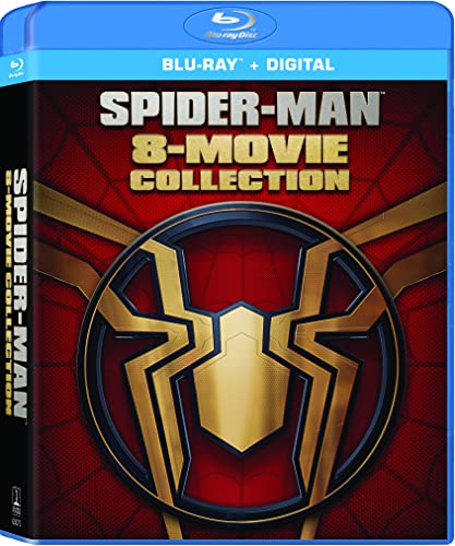 Spider-Man 8-Movie Collection Blu-ray case with gold and red spider emblem.
