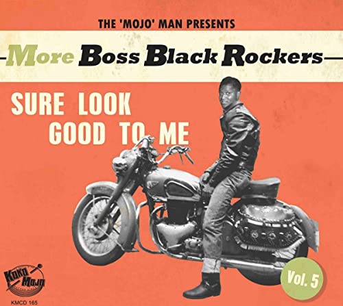 CD cover: man on motorcycle, retro style, text "More Boss Black Rockers".