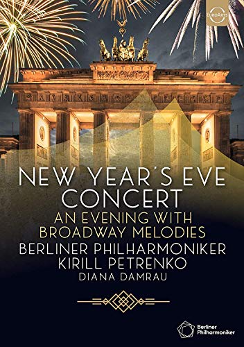 DVD cover: Brandenburg Gate, fireworks, and text for Berliner Philharmoniker concert.